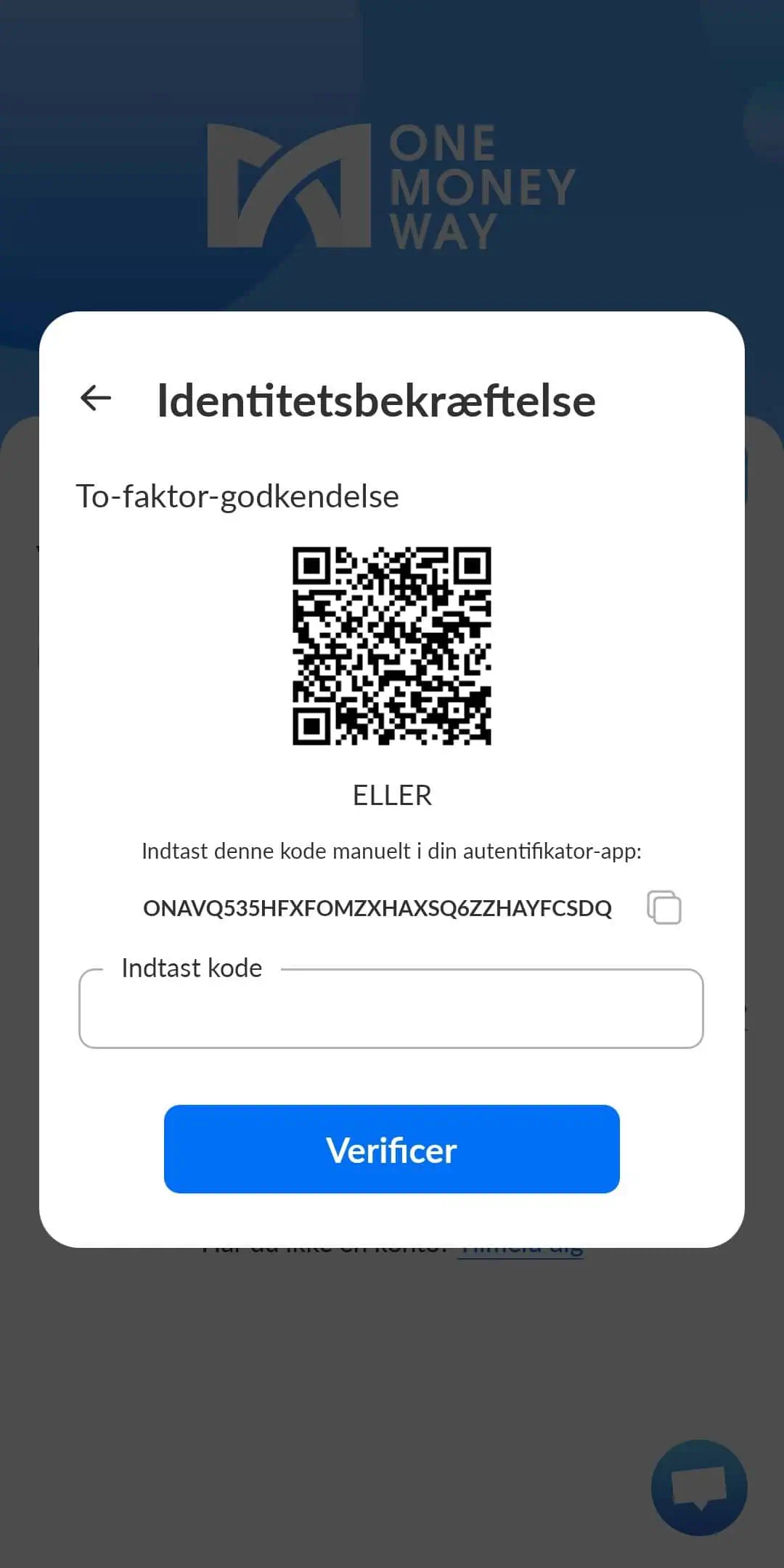 OMW App Identity Verification - Scan QR Code - Danish